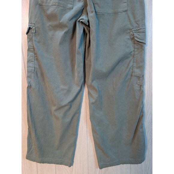 American Eagle Olive Green Cargo Pants Mid-Rise Baggy Wide Leg Stretch Casual 4 - Picture 6 of 11